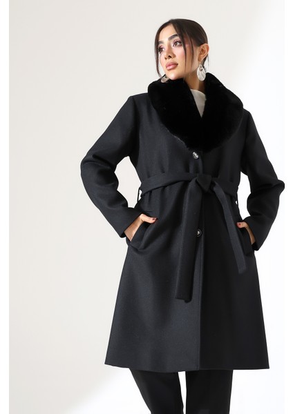 Kadın Şal Yaka Kürk Kısa Kaşe Büyük Beden Kaban fırsatları