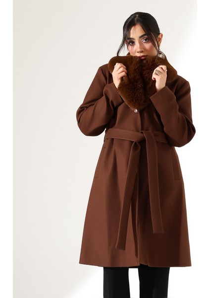 Kadın Şal Yaka Kürk Kısa Kaşe Büyük Beden Kaban fırsatları