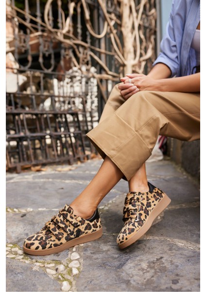 Isabel Kadın Leopar Cırtlı Kaucuk Tabanli Sneaker