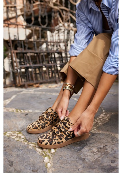Isabel Kadın Leopar Cırtlı Kaucuk Tabanli Sneaker fırsatları