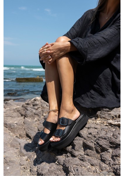 Torti Kadin Siyah Gercek Deri Tokali Sandalet fiyatları