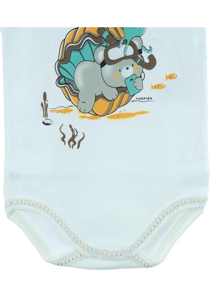 Erkek Bebek Zıbın Badi %100 Pamuk Deniz Temalı Baskılı Kolsuz Alttan Çıtçıtlı Yumuşak indirimleri