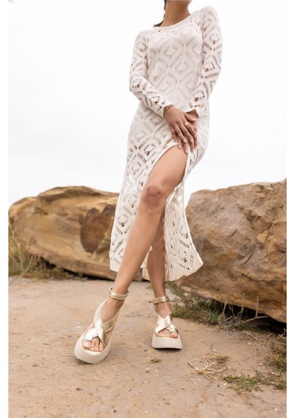 Zoey Kadın Vızon Kum Suet Parmak Arası Detay Sandalet