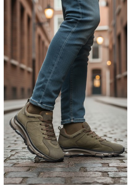 Haki Hakiki Deri Erkek Spor Ayakkabı 2623 M