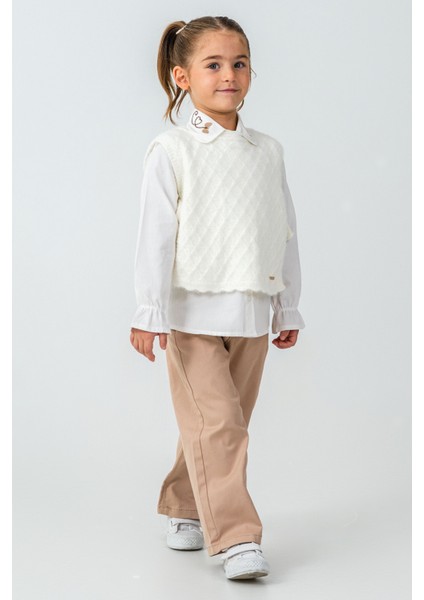 Yakası Kalp Nakışlı Kız Çocuk 3\'lü Takım - 26K 4465