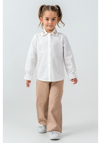 Yakası Kalp Nakışlı Kız Çocuk 3\'lü Takım - 26K 4465