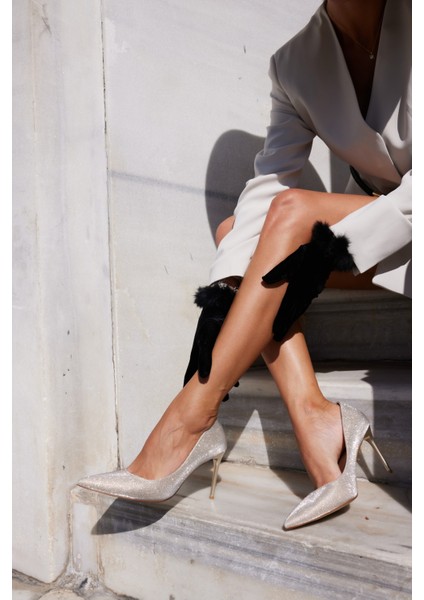 Soares Kadin Bej Simli Stıletto Topuklu Ayakkabi fırsatları