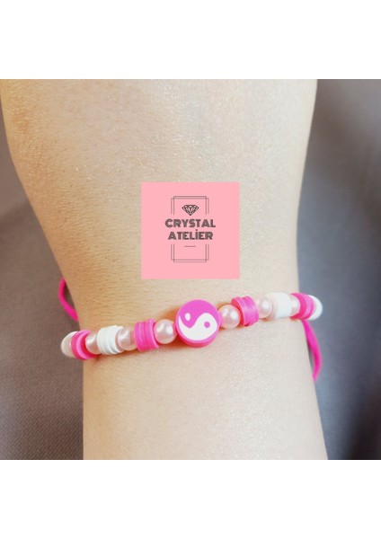 Pembe Ying Yang Bileklik - El Yapımı Ayarlanabilir Enerji Denge Şans Bileklik - Ying Yang Bileklik - Sensiz Olmaz Bff, Çift, Arkadaşlık, Sevgili Bilekliği - Makrome Bileklik fiyatları