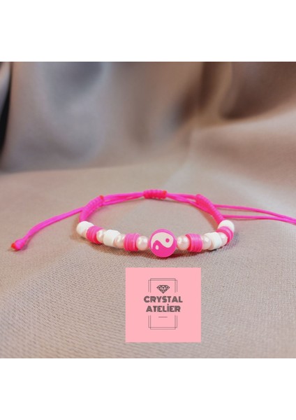 Pembe Ying Yang Bileklik - El Yapımı Ayarlanabilir Enerji Denge Şans Bileklik - Ying Yang Bileklik - Sensiz Olmaz Bff, Çift, Arkadaşlık, Sevgili Bilekliği - Makrome Bileklik modelleri