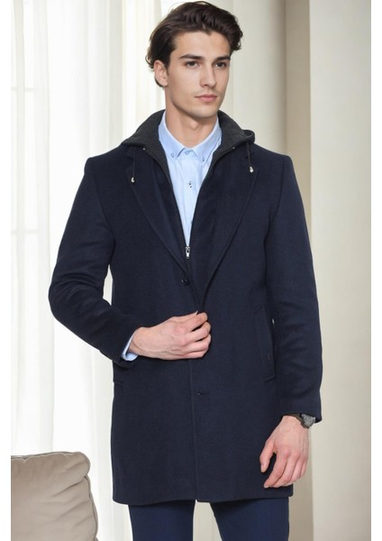 PLT9376 Dewberry Erkek Palto-Lacivert