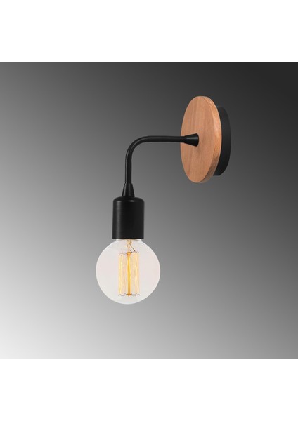 Harput Rustik Ahşap Metal Tekli Aplik Pütürlü Siyah,endüstriyel Dekoratif Duvar Lambası HARPUT-MR735 fiyatları