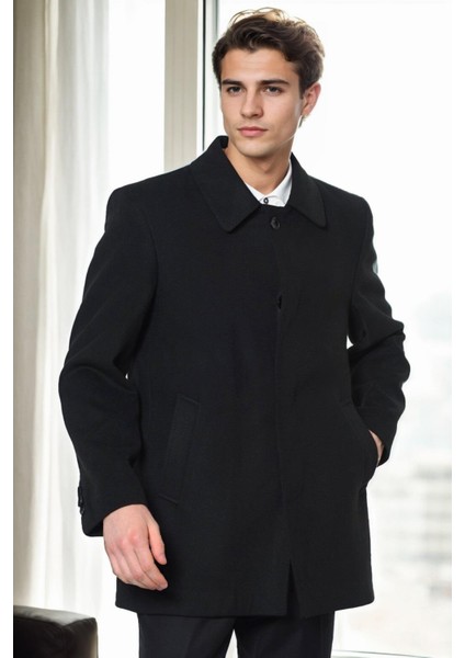 PLT9206 Dewberry Erkek Palto-Siyah