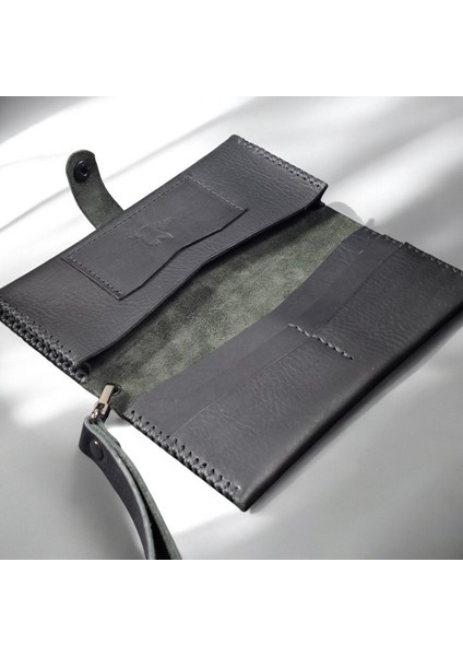 Uzun Cüzdan Bilek Askılı Gerçek Deri El Yapımı Telefon Çantası