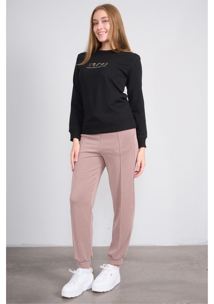 K26 24K114 Sıyah Kadın Regular Fıt O Yaka 2 Ip Sweat modelleri