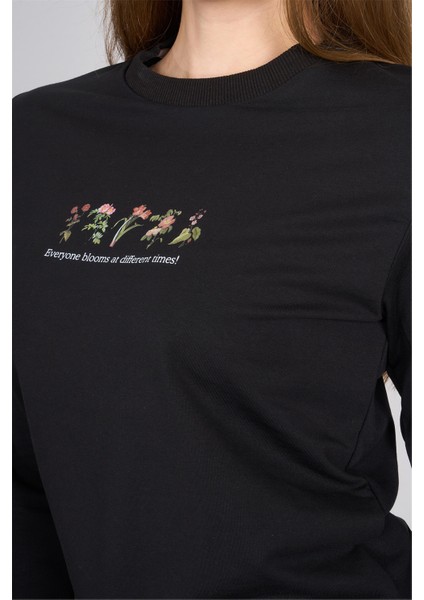 K26 24K114 Sıyah Kadın Regular Fıt O Yaka 2 Ip Sweat indirimleri