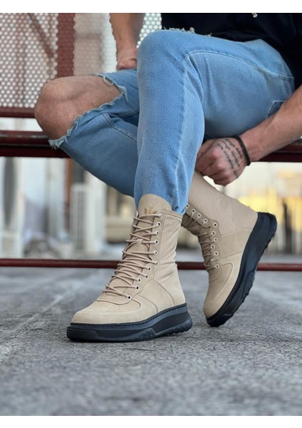 Bej Kömür Süet Uzun Bağcıklı Bot fiyatları