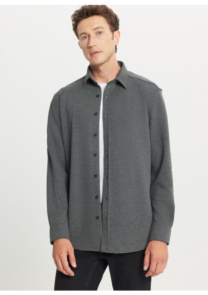Comfort Fit Klasik Yaka Antrasit Erkek Gömlek ACE020261246_ATR modelleri