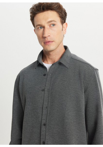 Comfort Fit Klasik Yaka Antrasit Erkek Gömlek ACE020261246_ATR fırsatları