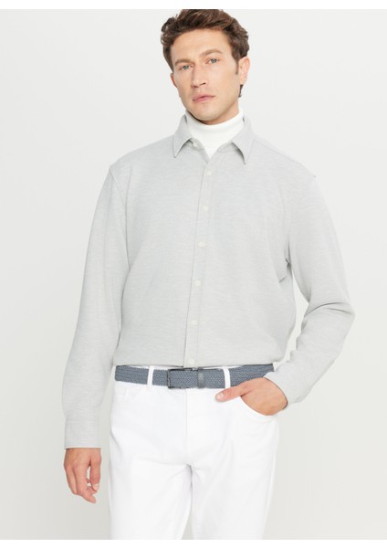 Comfort Fit Klasik Yaka Gri Erkek Gömlek ACE020261246_GRI
