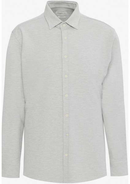 Comfort Fit Klasik Yaka Gri Erkek Gömlek ACE020261246_GRI