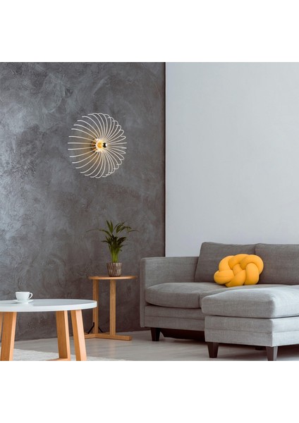 Karsortel Vintage Tel Başlıklı Aplik Beyaz Çap 56CM,RUSTIK Dekoratif Duvar Lambası KARSORTEL-N-644-M