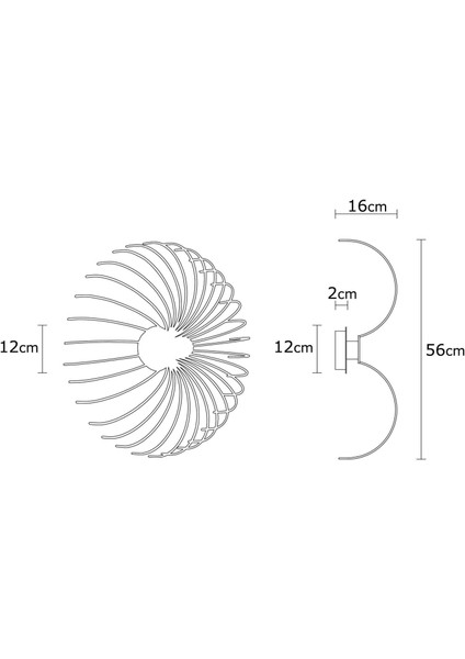 Karsortel Vintage Tel Başlıklı Aplik Beyaz Çap 56CM,RUSTIK Dekoratif Duvar Lambası KARSORTEL-N-644-M