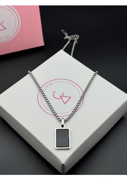 Gümüş Erkek Vintage Kolye , Ahşap Dokulu Plaka Kolye , Paslanmaz Çelik Box Zincir , Erkek Arkadaş fırsatları