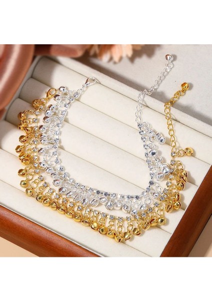 Şık ve Zarif Taşlı Zilli Kadın Ayak Halhal modelleri