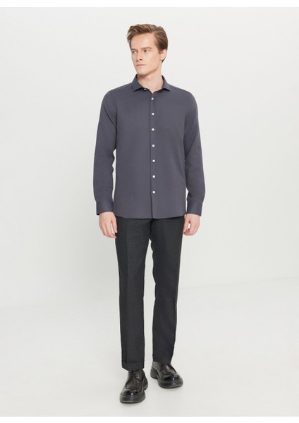 Tailored Fit Italyan Yaka Antrasit Erkek Gömlek ACE020261600_ATR fiyatları
