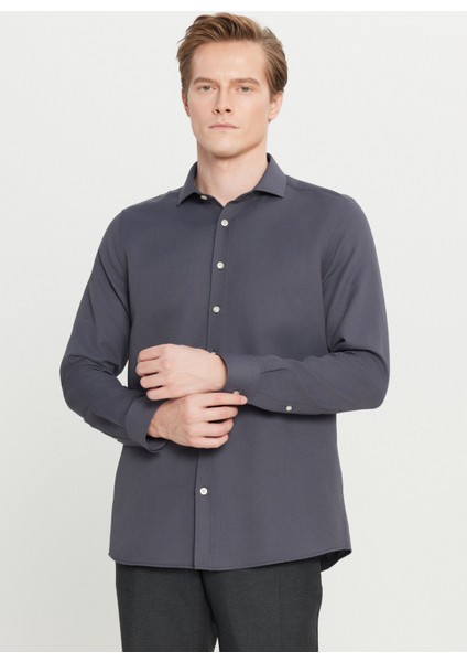 Tailored Fit Italyan Yaka Antrasit Erkek Gömlek ACE020261600_ATR modelleri
