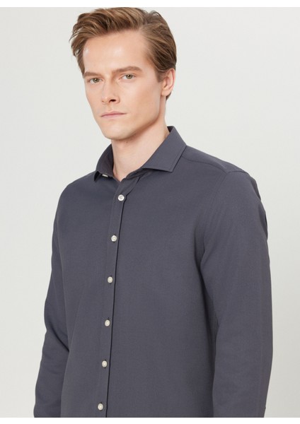 Tailored Fit Italyan Yaka Antrasit Erkek Gömlek ACE020261600_ATR fırsatları