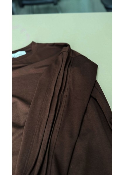 Yanları Nervürlü Katlamalı Uzun Kollu Yumuşak Akışkan Kumaş Viskon Günlük Alt Üst Takım fırsatları