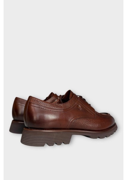 Erkek Hakiki Deri Bağcıklı Kalın Taban Ayakkabı Kahverengi indirimleri