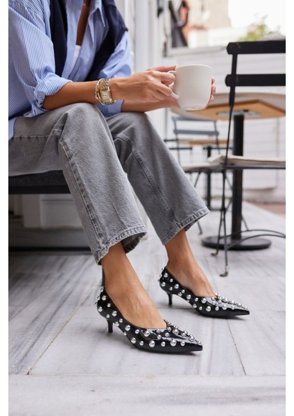 Cambi Kadın Siyah Trok Detay Stıletto