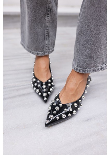 Cambi Kadın Siyah Trok Detay Stıletto