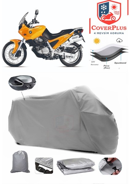 Bmw F 650 Motor Brandası Gri Arka Çanta Uyumlu Motorsiket Brandası Motor Örtüsü Çadır Su Geçirmez Motosiklet Kılıfı Motor Brandası