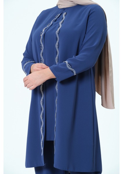 Elifnaz Kadın Büyük Beden Petek Kumaş Pantolonlu Ikili Anne Abiye Takım fırsatları