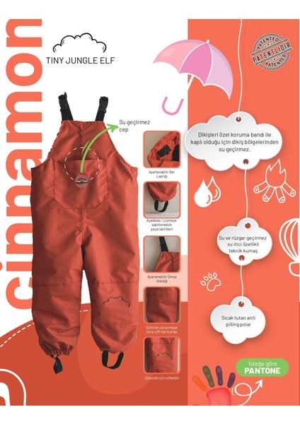 Su Geçirmez Yağmur Tulumu Poları Takılıp Çıkarılabilir - Tarçın modelleri