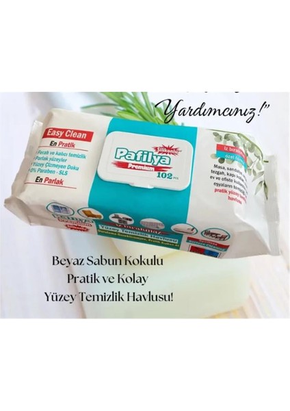 Pafilya Beyaz Sabun Yüzey Temizlik Havlusu 102 Li Easy Clean Karbonat & Sirkeli (Iz Bırakmaz)