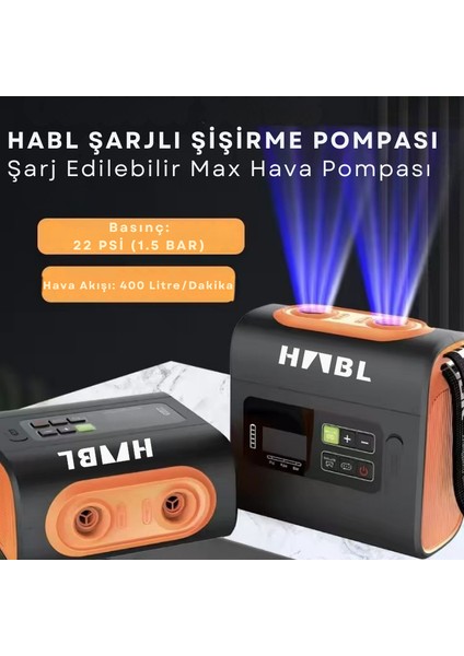 Şarjlı Dijital Şişirme Pompası (Çadır/paddle Board/şişme Yatak Vb.) – 22PSI (1.5 Bar)