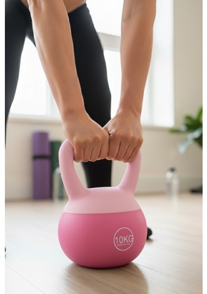 10 kg Soft Kettlebell – Yumuşak Tabanlı Metal Kumlu, Ses Yapmaz Darbeye Dayanıklı Çift El Ağırlık