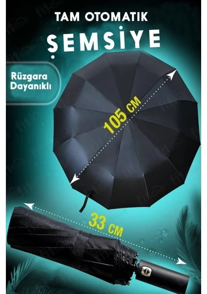 10 Telli Otomatik Şemsiye Rüzgara Dirençli Emniyetli Geniş ve Dayanıklı Tasarım Tam Otomatik Şemsiye