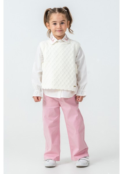 Yakası Kalp Nakışlı Kız Çocuk 3\'lü Takım - 26K 4465