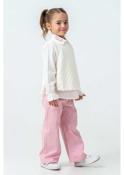 Yakası Kalp Nakışlı Kız Çocuk 3\'lü Takım - 26K 4465 modelleri