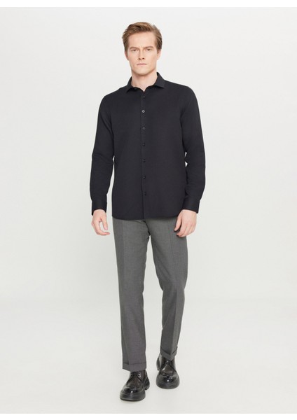 Tailored Fit Italyan Yaka Siyah Erkek Gömlek ACE020261600_SYH fiyatları