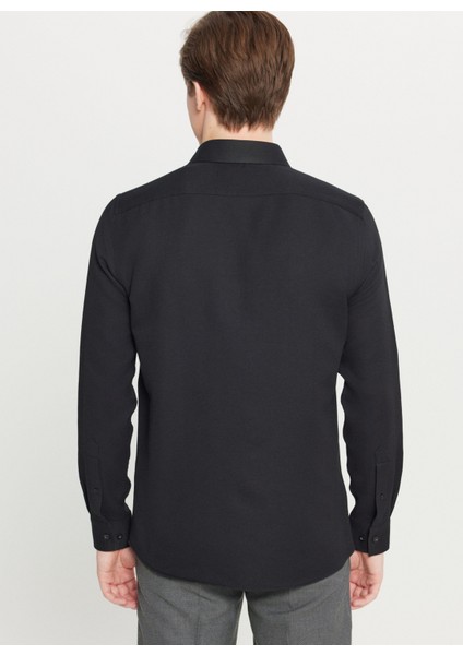 Tailored Fit Italyan Yaka Siyah Erkek Gömlek ACE020261600_SYH indirimleri