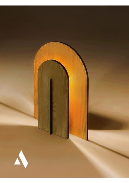 Lumea Ahşap Masa Lambası – Modern, Dekoratif ve Çift Yüzlü Aydınlatma (Siyah & Doğal Renk)