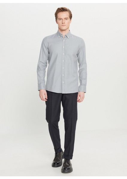 Slim Fit Düğmeli Yaka Gri Erkek Gömlek ACE020261321_GRI fiyatları