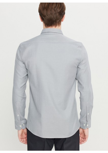 Slim Fit Düğmeli Yaka Gri Erkek Gömlek ACE020261321_GRI indirimleri