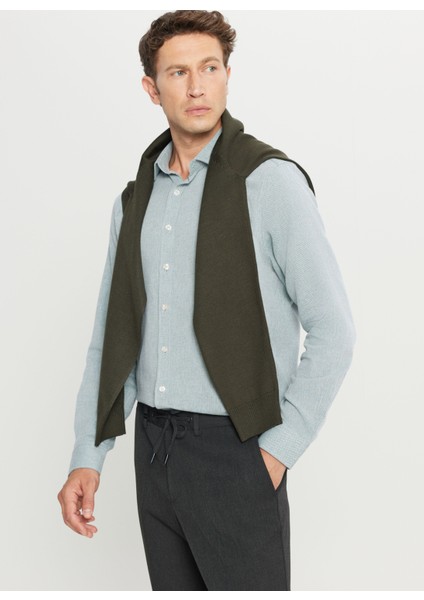 Tailored Fit Klasik Yaka Koyu Yeşil Erkek Gömlek ACE020261603_KYL modelleri